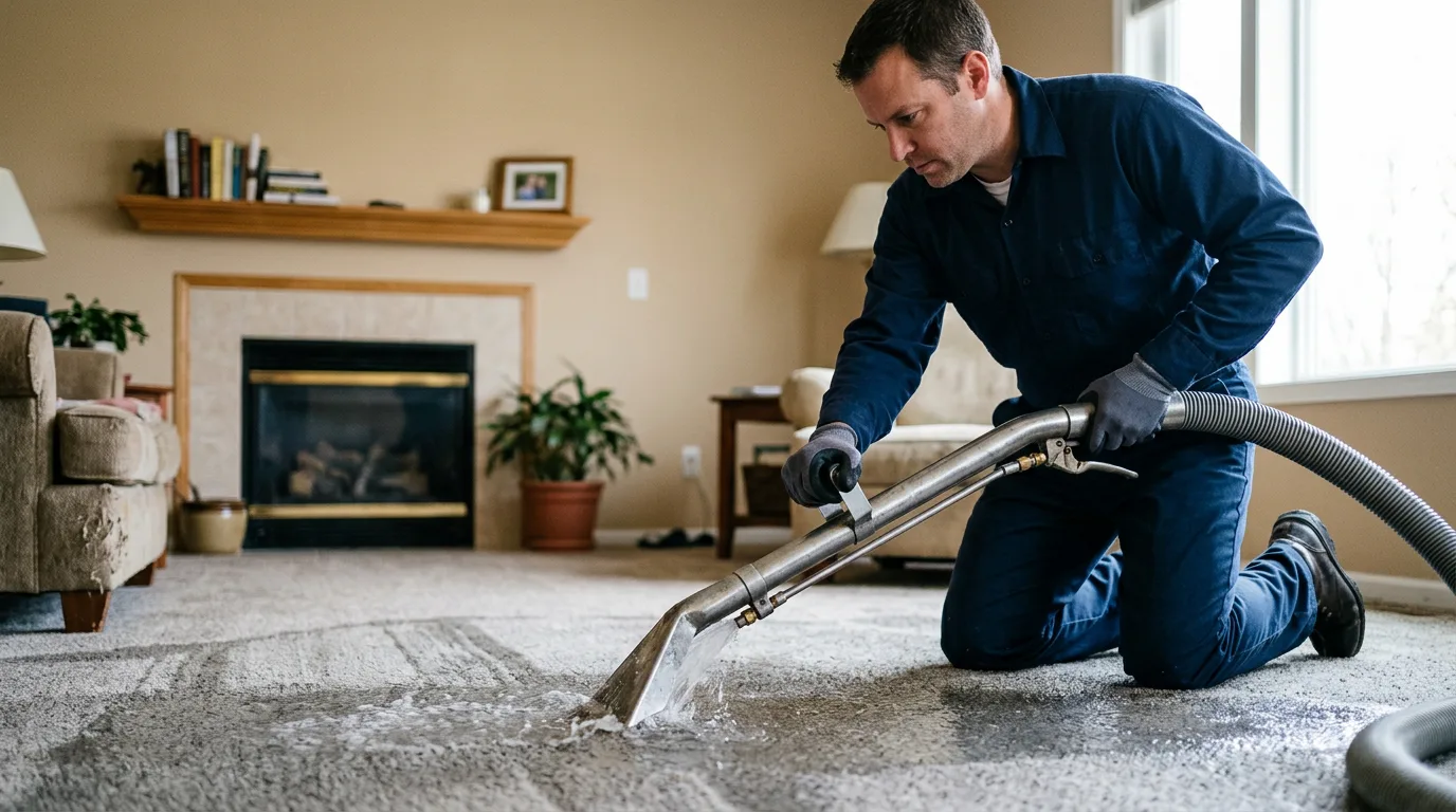 Water damage restoration technician working near Oldenburg, IN